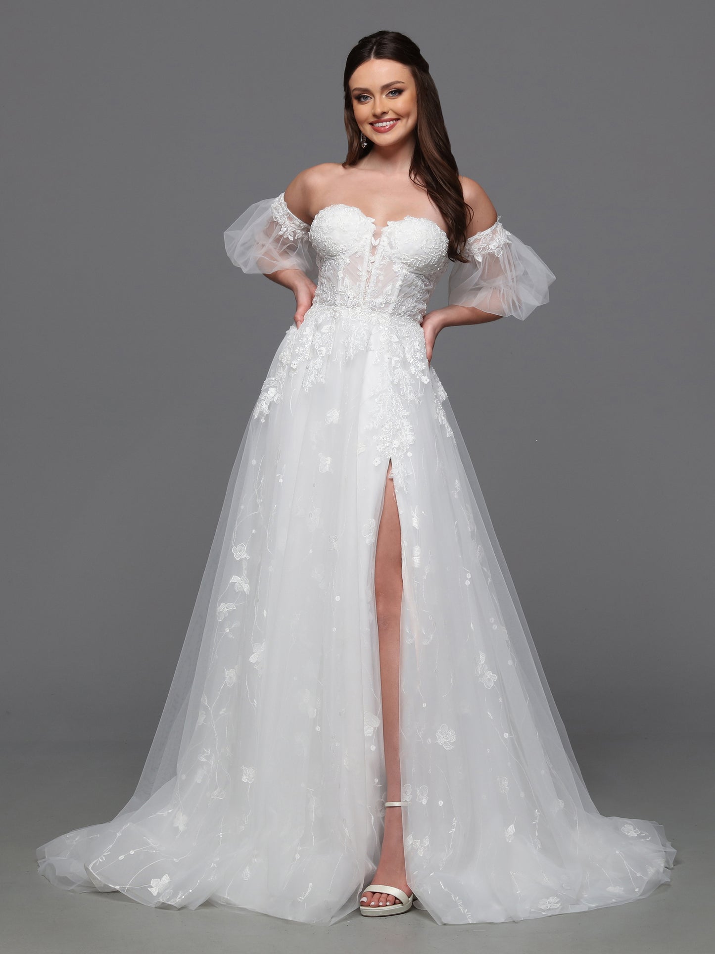 50836- Tulle/Lace/Detachable Sleeves
