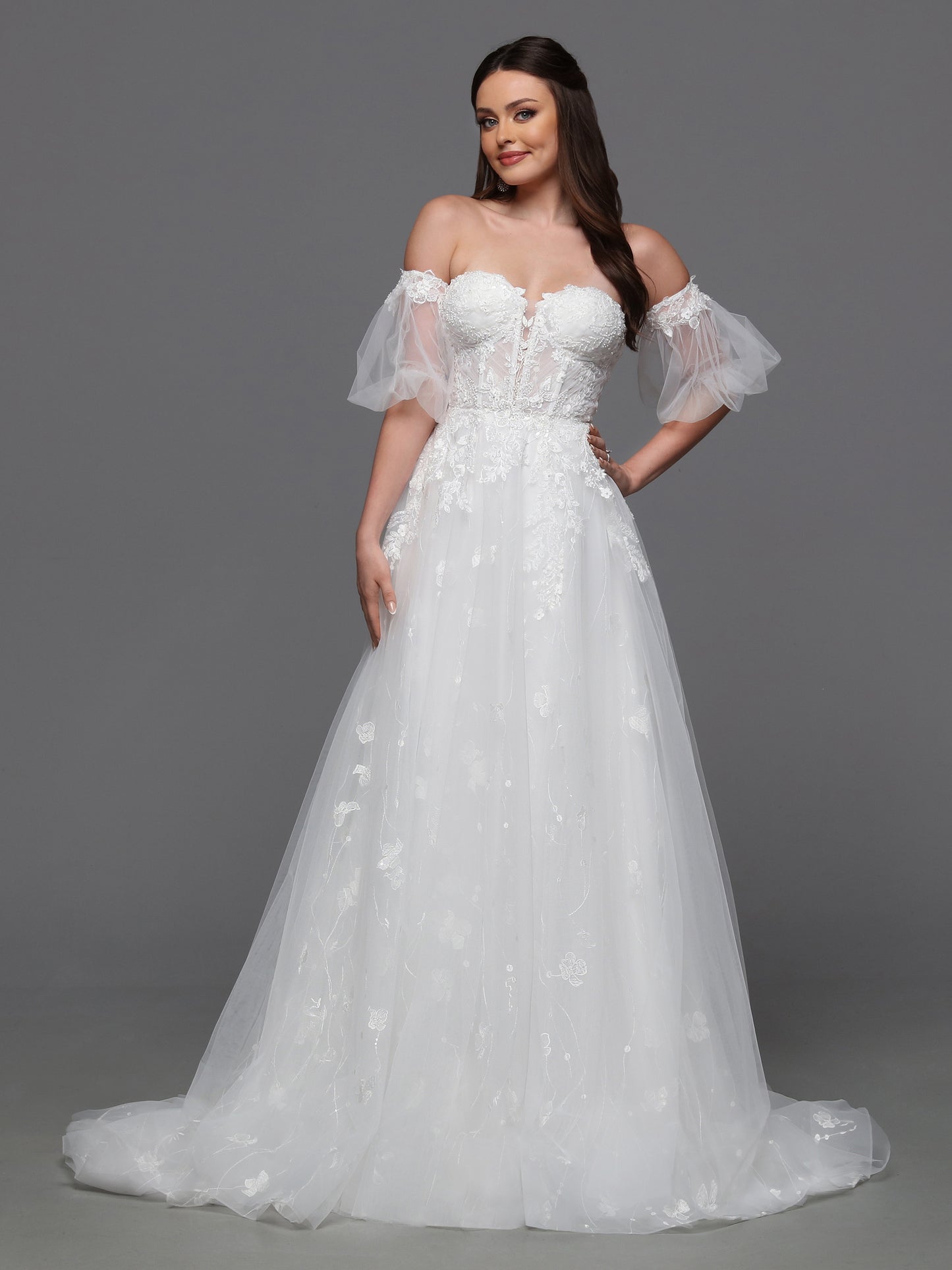50836- Tulle/Lace/Detachable Sleeves