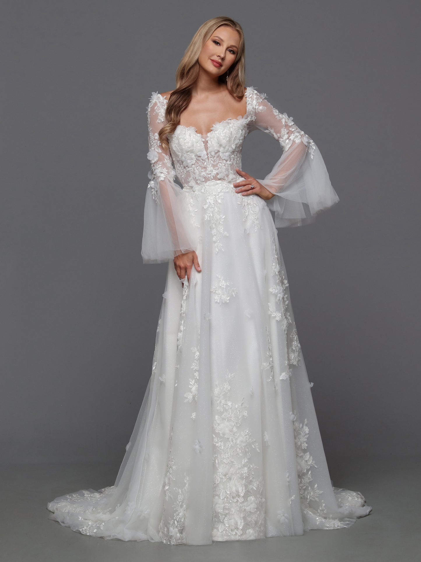 50862- Tulle/Lace/Detachable Sleeves